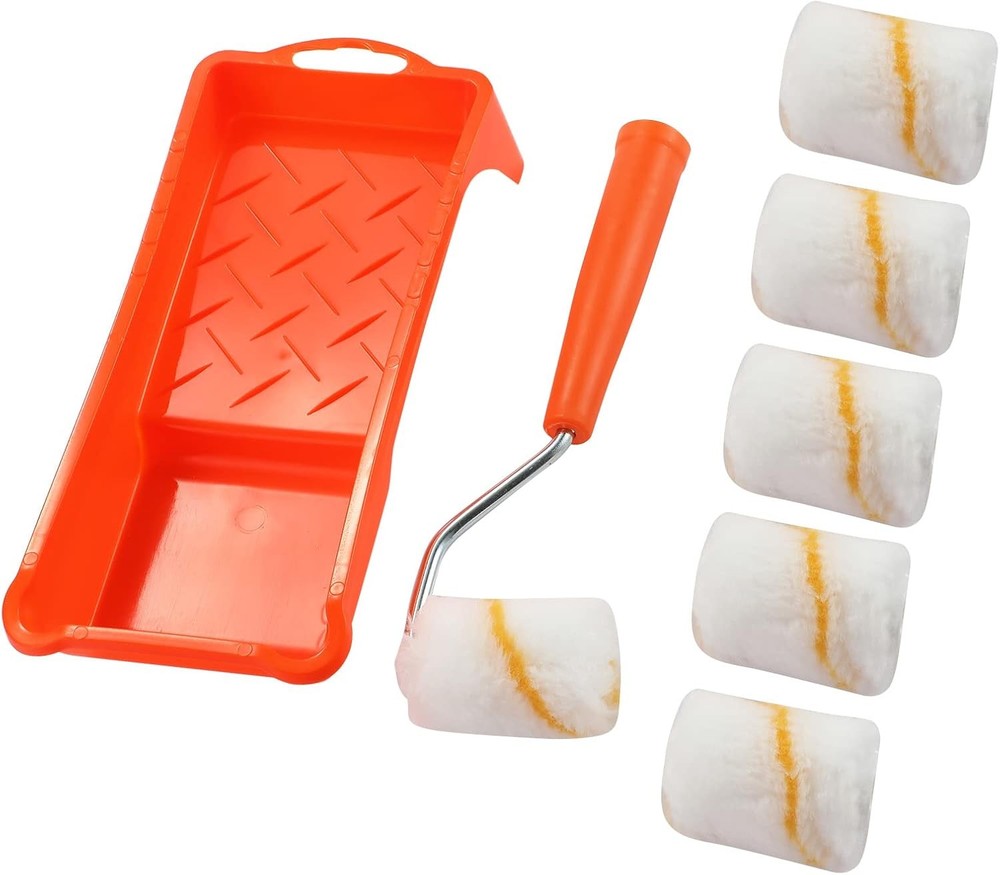 Paint Roller, 2 Inch Small Fine Finish Roller Kit with Tray - Orange