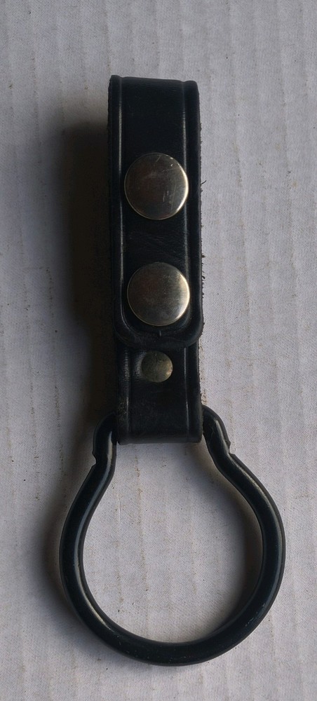 Vintage Leather Baton Holder Ring Strap w/ Snaps