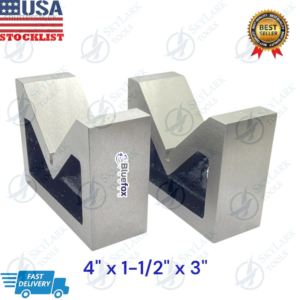 Cast Iron Vee Block Set 4"x1.5"x3" Precision Matched Pair Engineering Tool