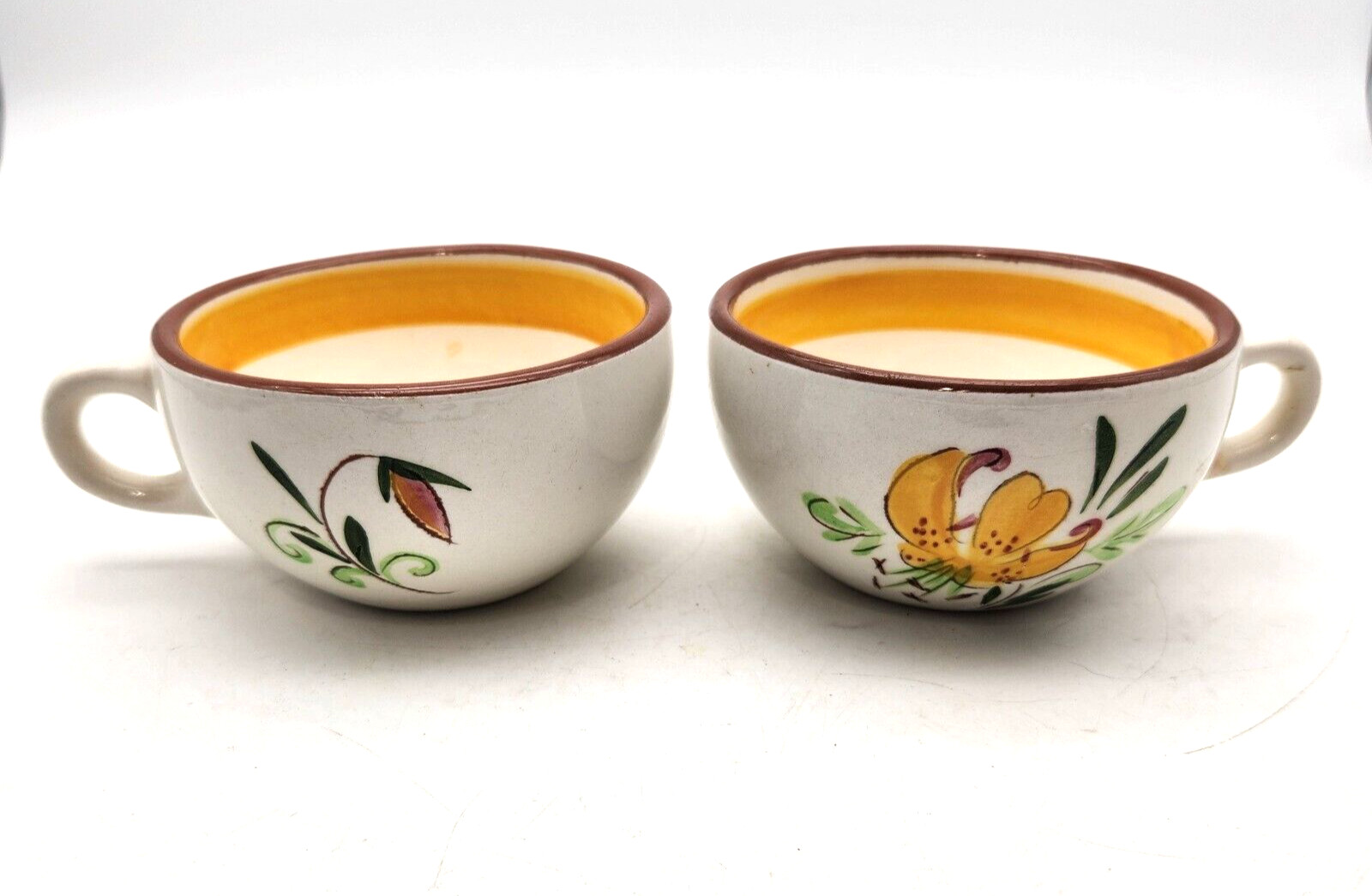 1950's Stangl Pottery Tiger Lily Hand Painted Cups #3965 Lot of 2 USA 2" Tall