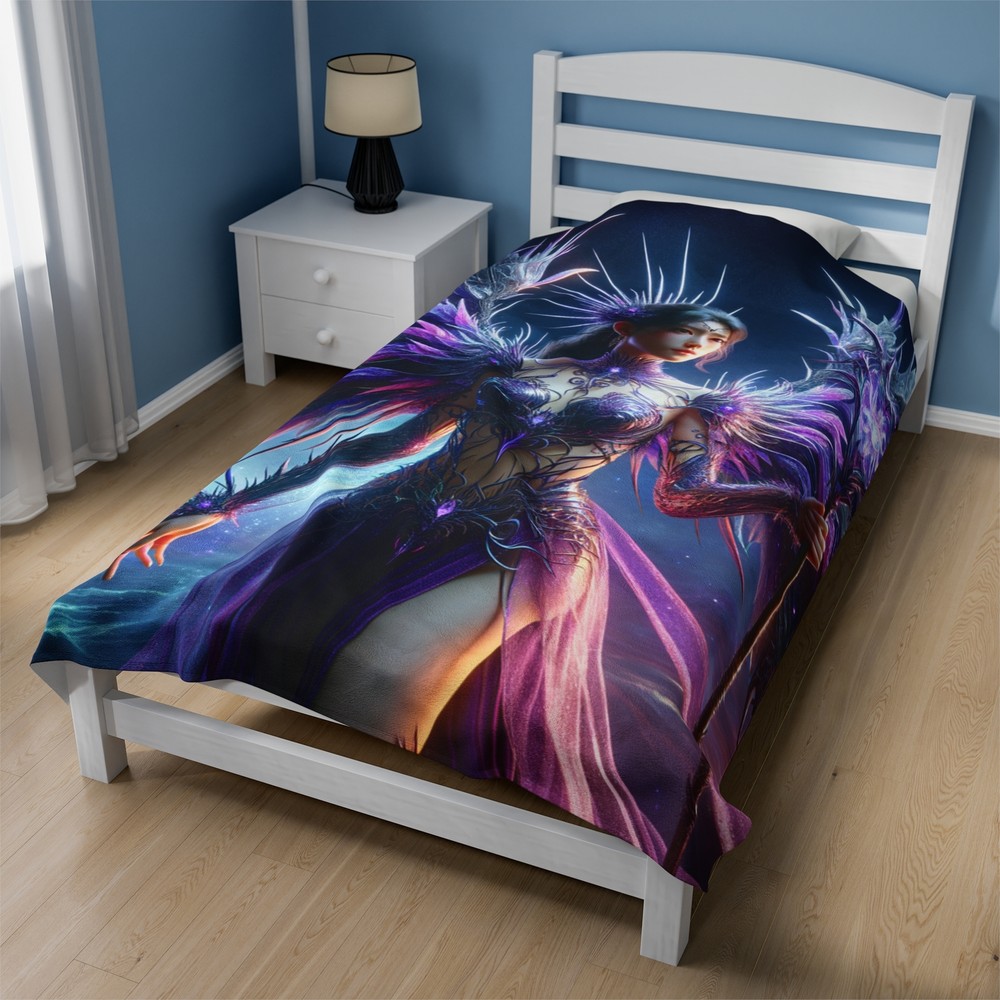 Velveteen Plush Blanket Thorned Seraph Hyper-Realistic Artwork Celestial