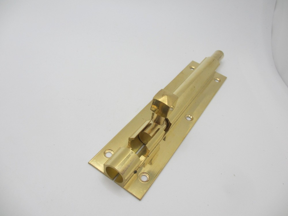 Large Brass Door Lock Sliding Bolt Old Keep Bathroom WC 7"