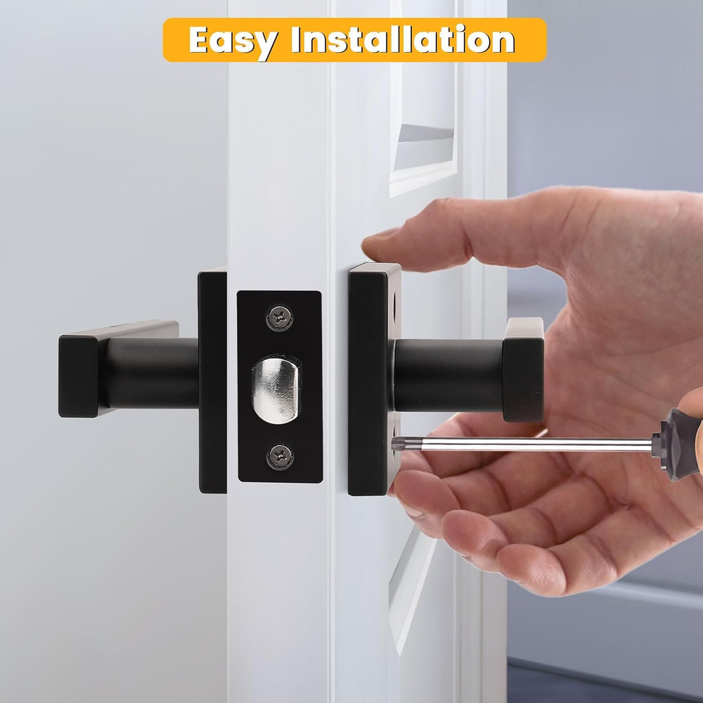 8 Pack Matte Black Keyless Door Handles - Heavy Duty Reversible Knobs