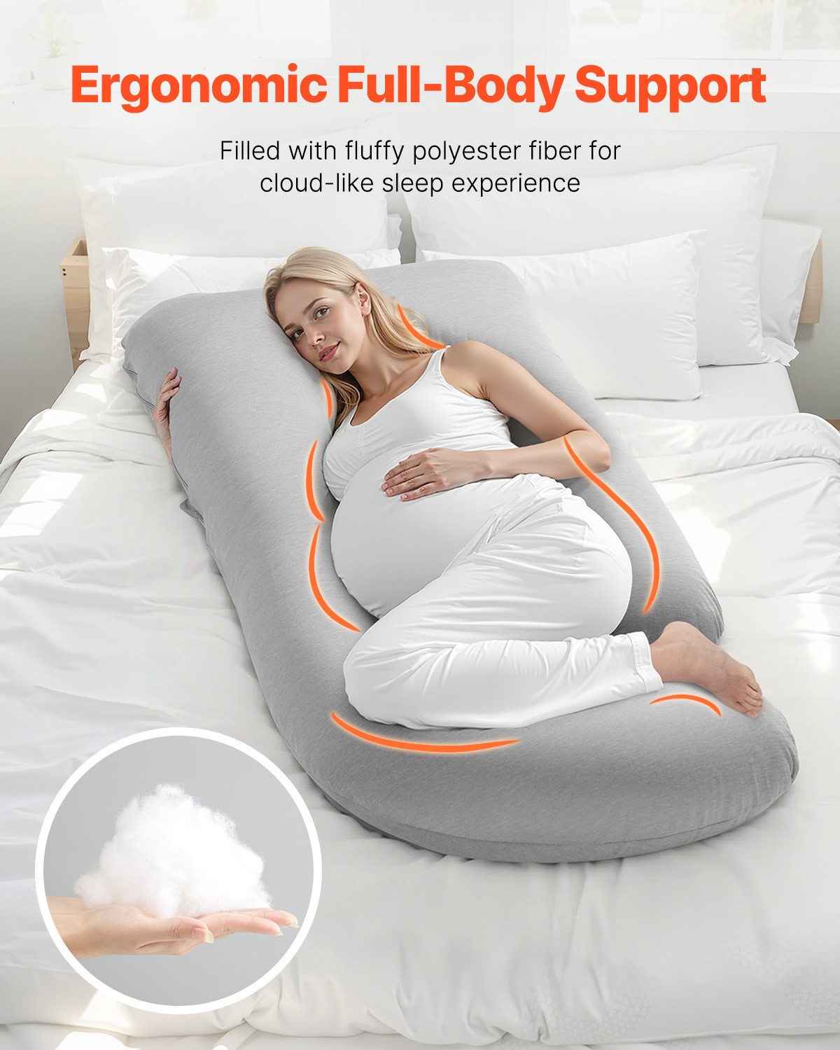 VEVOR Pregnancy Pillow G-Shaped Full Body Maternity Pillow Ultra-Soft