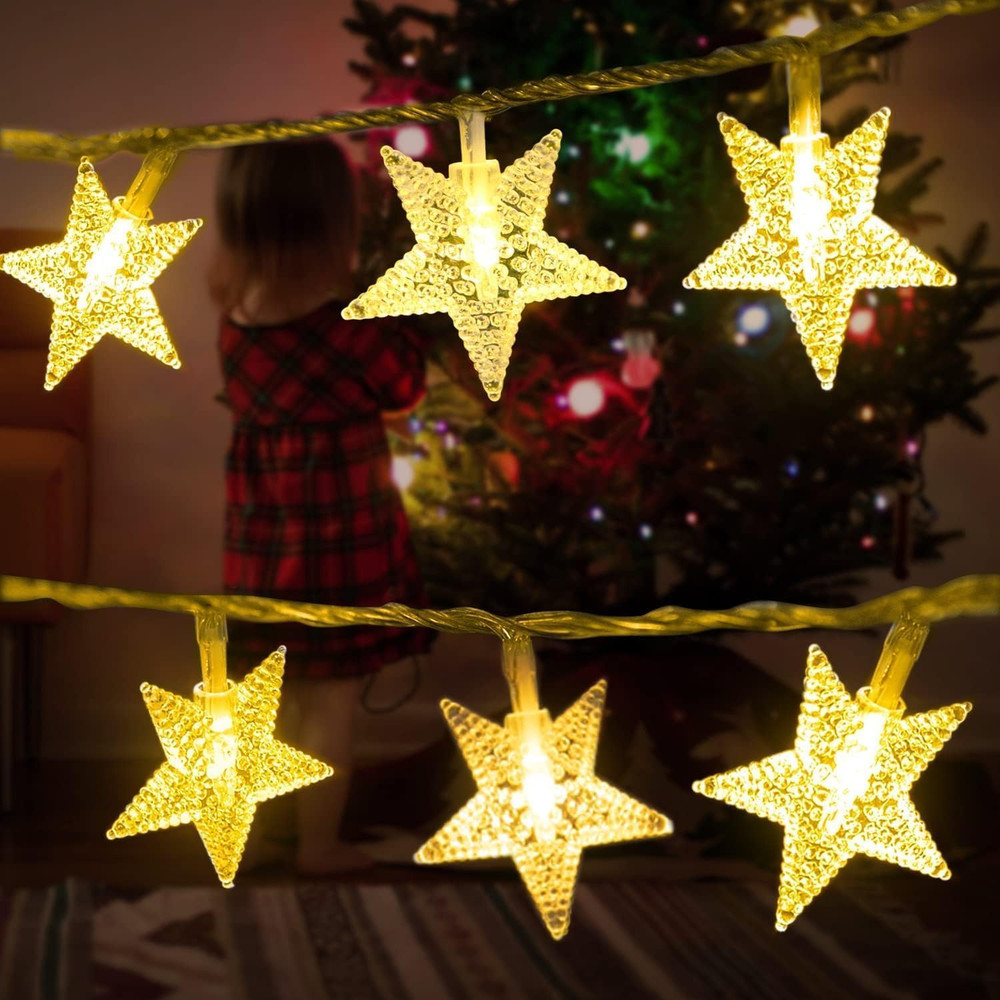 Star String Lights Plug in - 33 Ft 100 LED Star Fairy String Lights with Remote