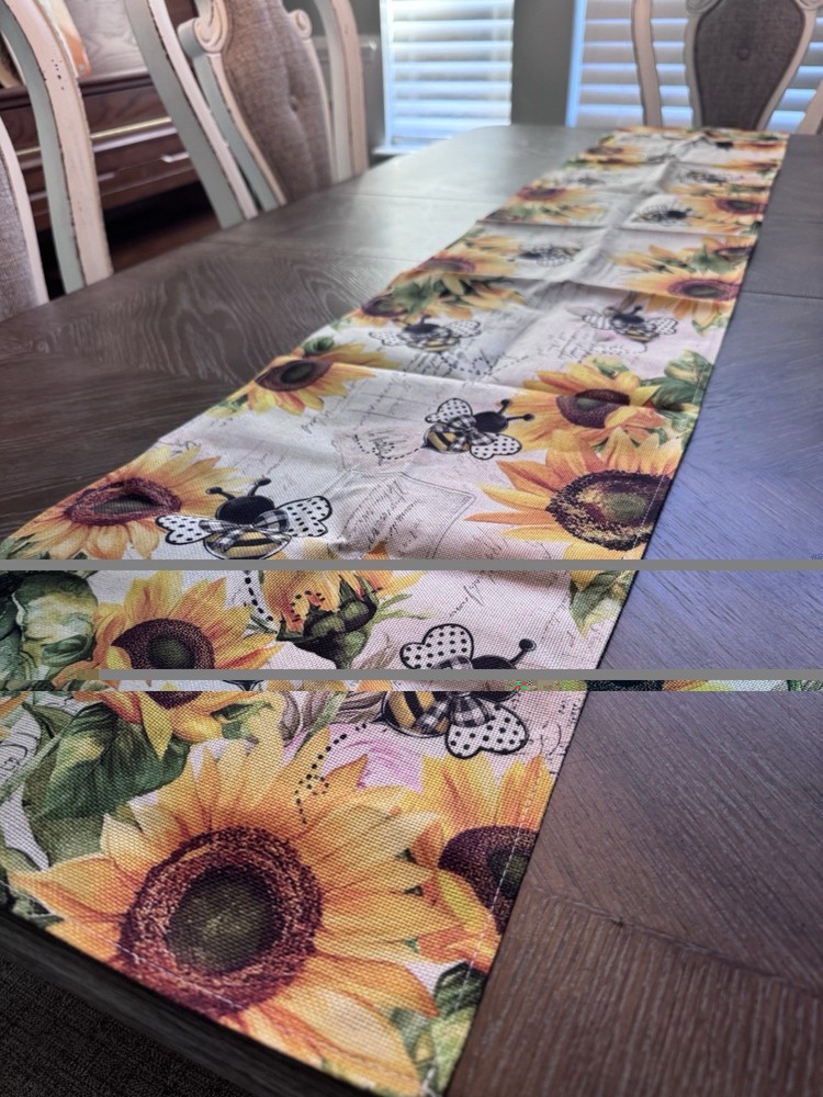 Sunflower Bee Table Runner 72x13 Farmhouse Rustic Spring Summer Decor