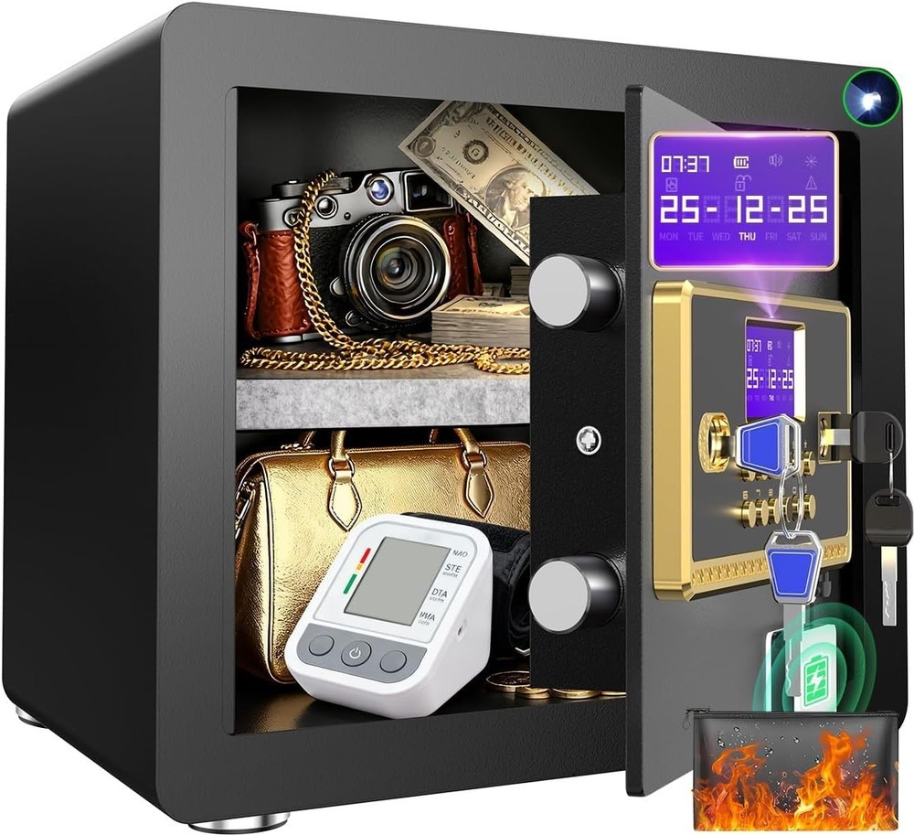 Electronic Safe with Digital Keypad & Alarm - Fireproof & Waterproof