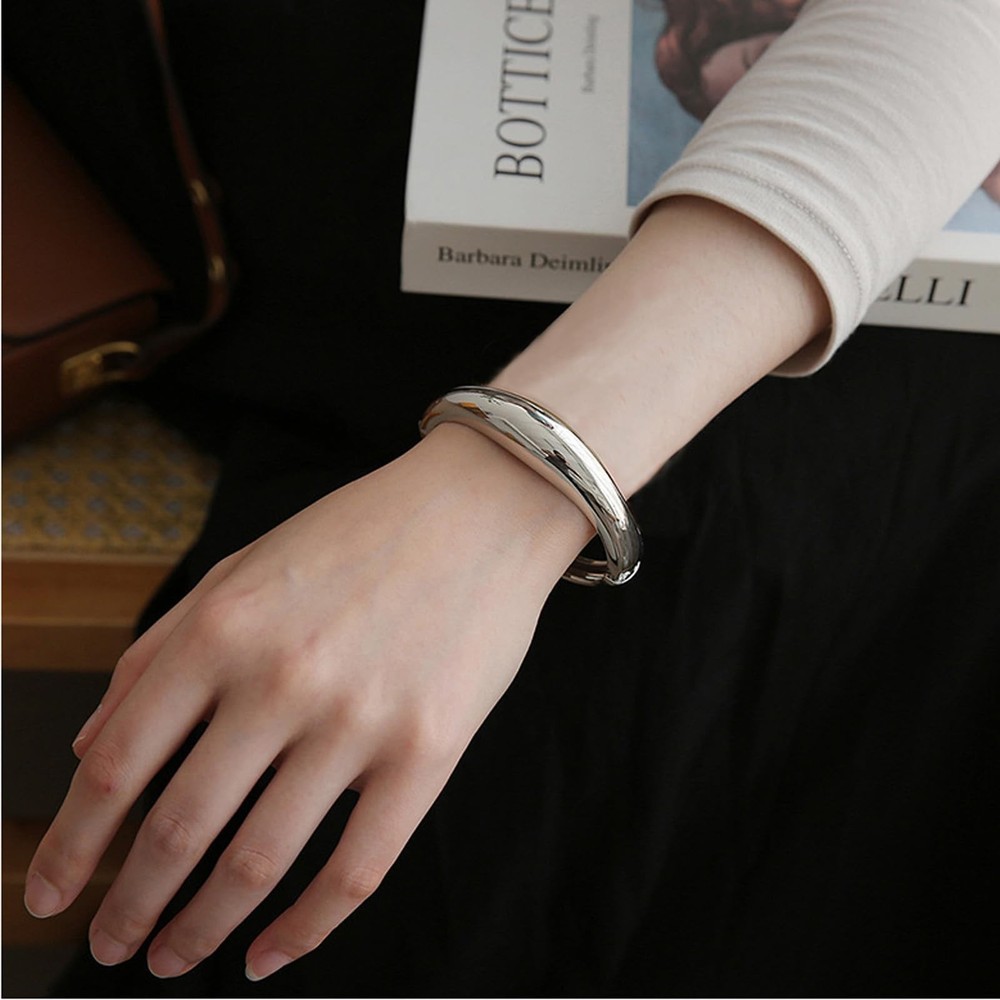 Gold Chunky Bangle Bracelets for Women Silver Stylish Open Cuff Bangle Bracel...