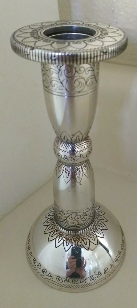 ONE BRIGHTON CANDLE STICK SILVER CANDLESTICK SCROLL DESIGN SILVER PLATED