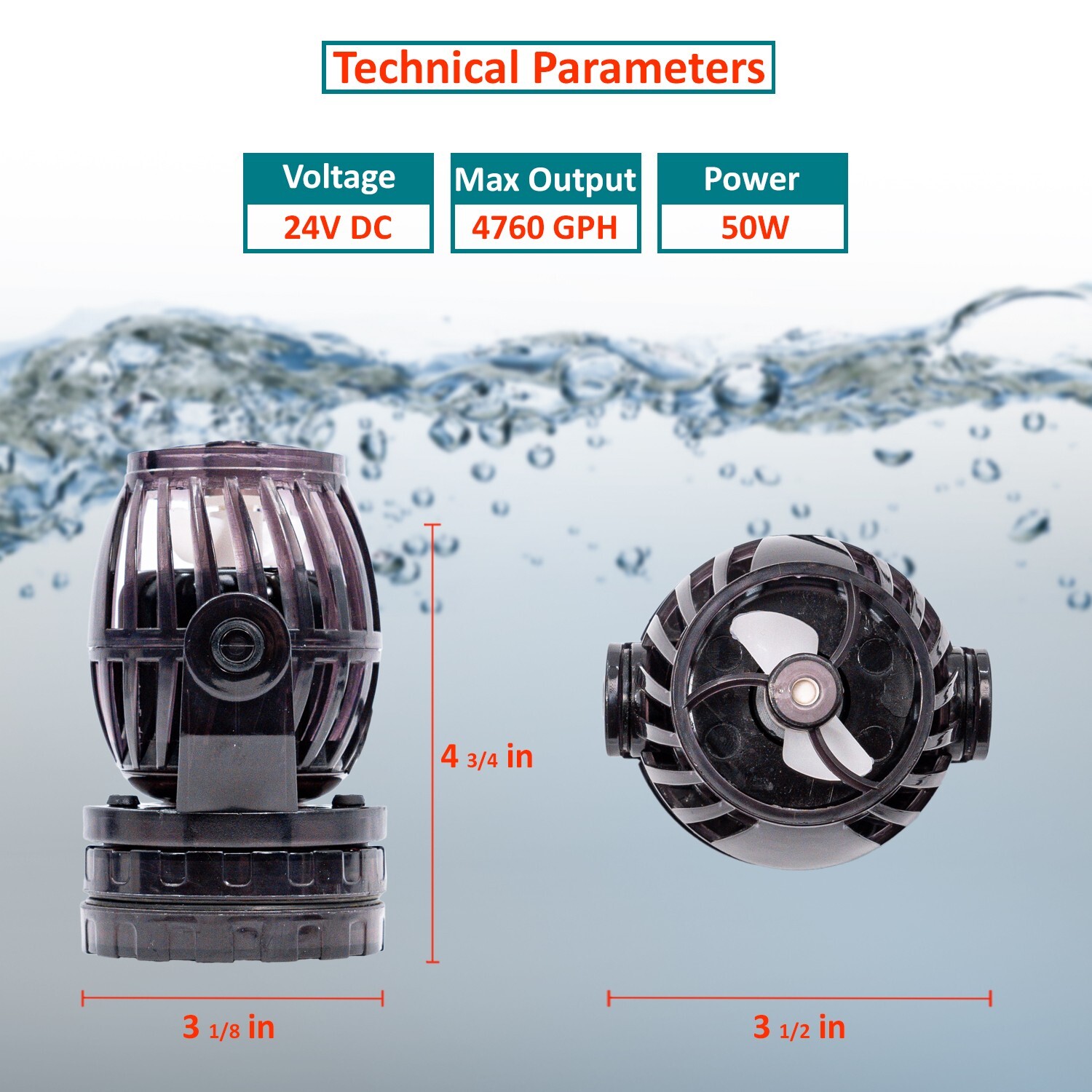 4800 GPH Wave Maker Aquarium Pump Adjustable Circulation Submersible Fish Tanks