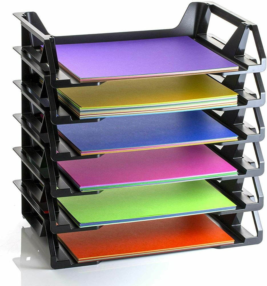 6 Pack Letter Tray Desk Office File Document Paper Holder Stackable Organizer