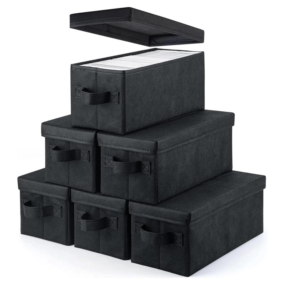 CD Storage Box - Pack of 6 CD Case Storage - 14.2" x 6.3"x 5.5" Stackable