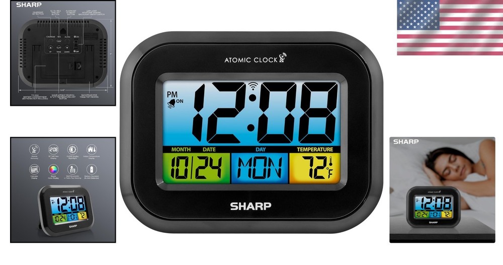 Digital Atomic Alarm Clock – LCD Display with Adjustable Brightness & Backlight