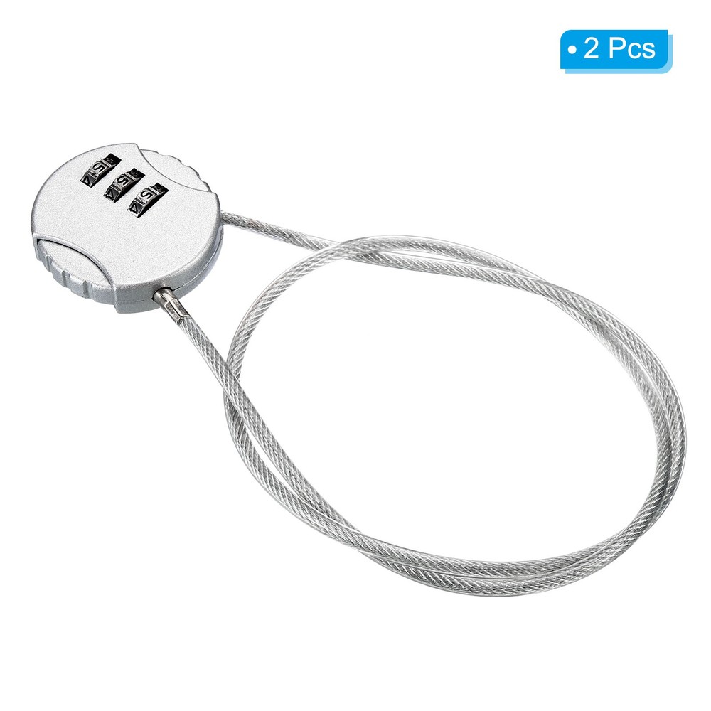 Small Combination Lock 19.6 Inch, 2 Pack 3 Digit Padlock for Locker, Silver Tone