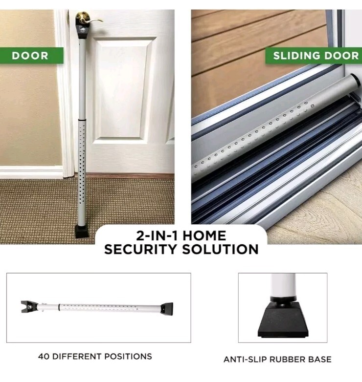 New Guard Dog Security DoorKeeper Adjustable Door Bar With Rubberized Base