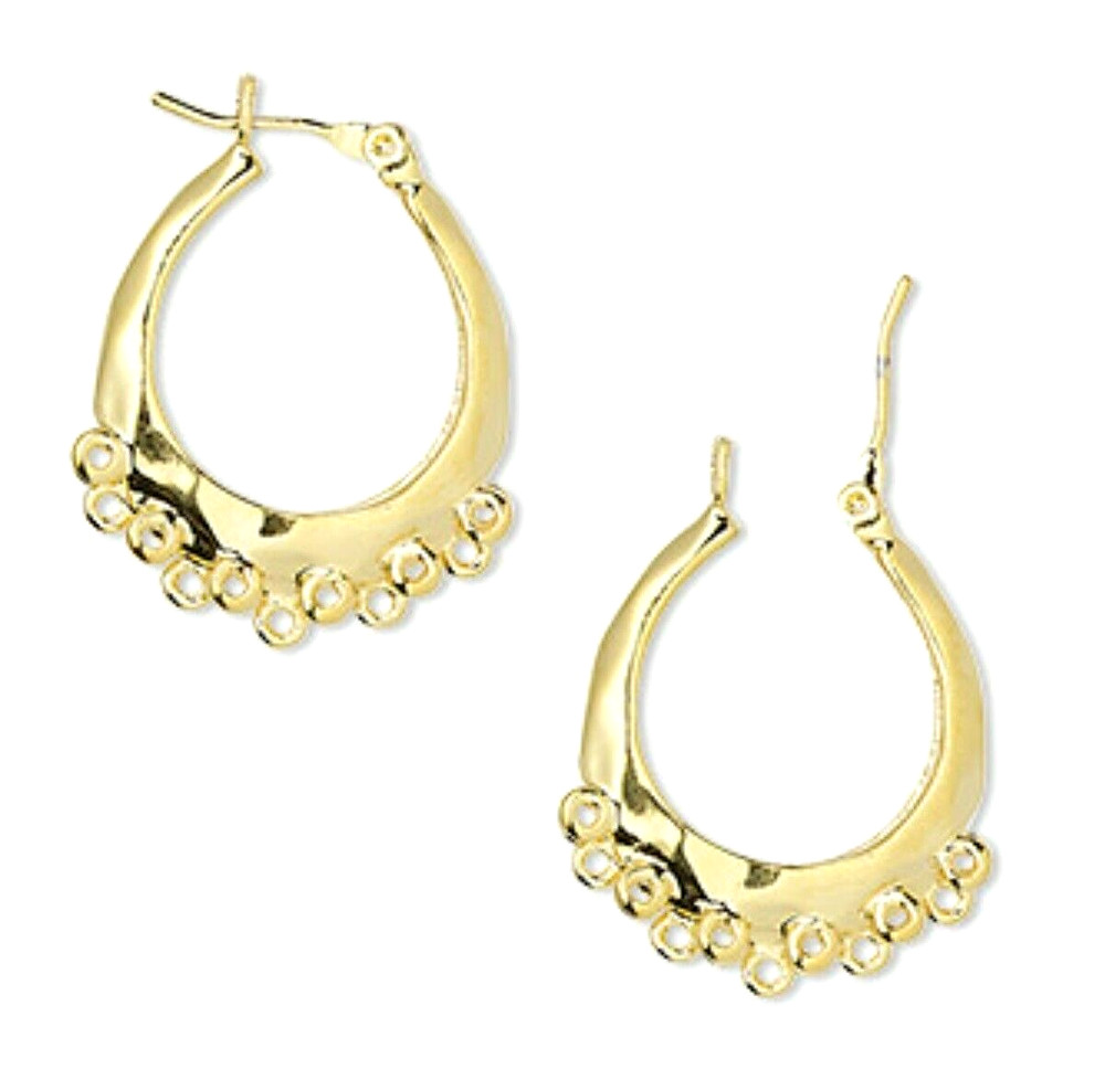 18mm Beadable Double Layer Loops Bright Gold Brass Hoop Hoops Earrings