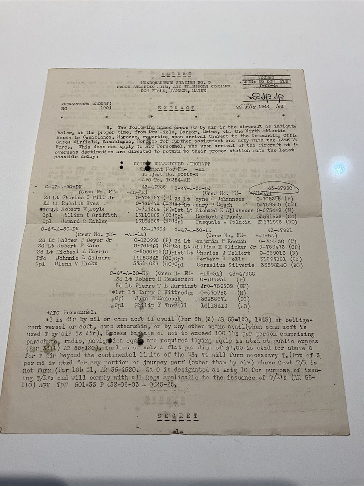 WWII Documents USAAF Air Force Pilot items 1940's to 1960's