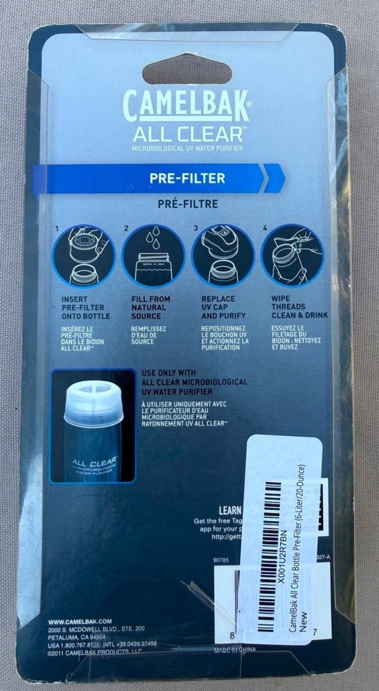 Genuine Camelbak ALL CLEAR Pre-Filter NIB UV Purified Hydration