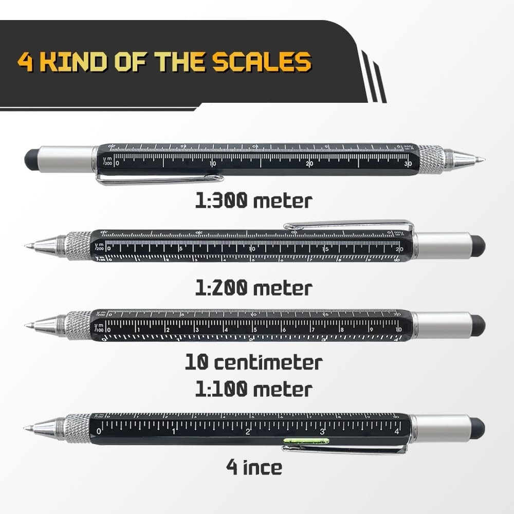 9 in 1 Multifunction Ballpoint Pen with Modern Handheld Tool Measure Technical