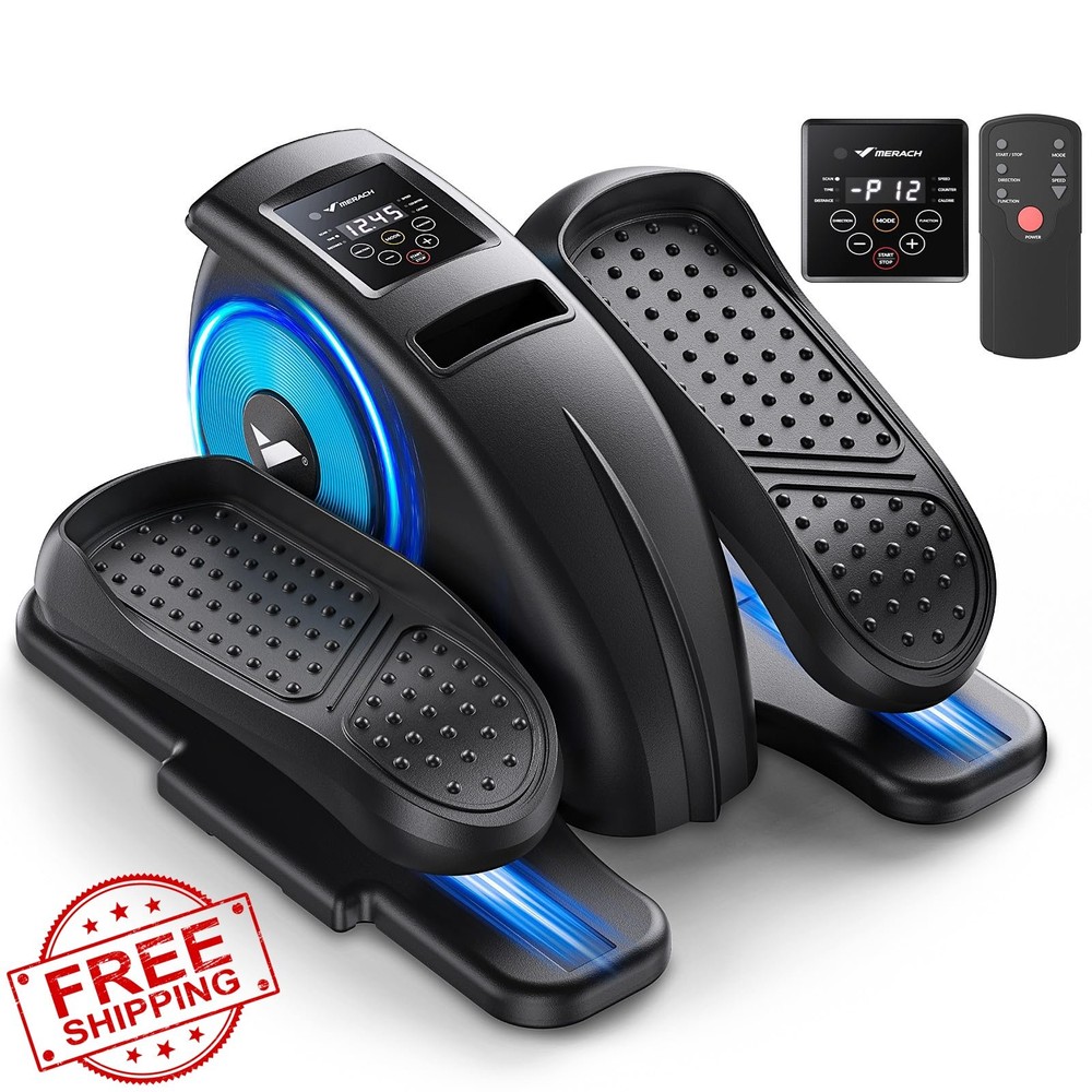 MERACH Under Desk Elliptical Exerciser Portable Electric Pedal Remote