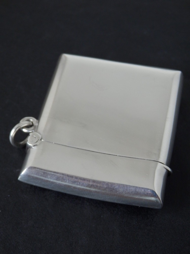 Antique Art Deco Solid Silver Enamel Vesta Case Huntsman Design