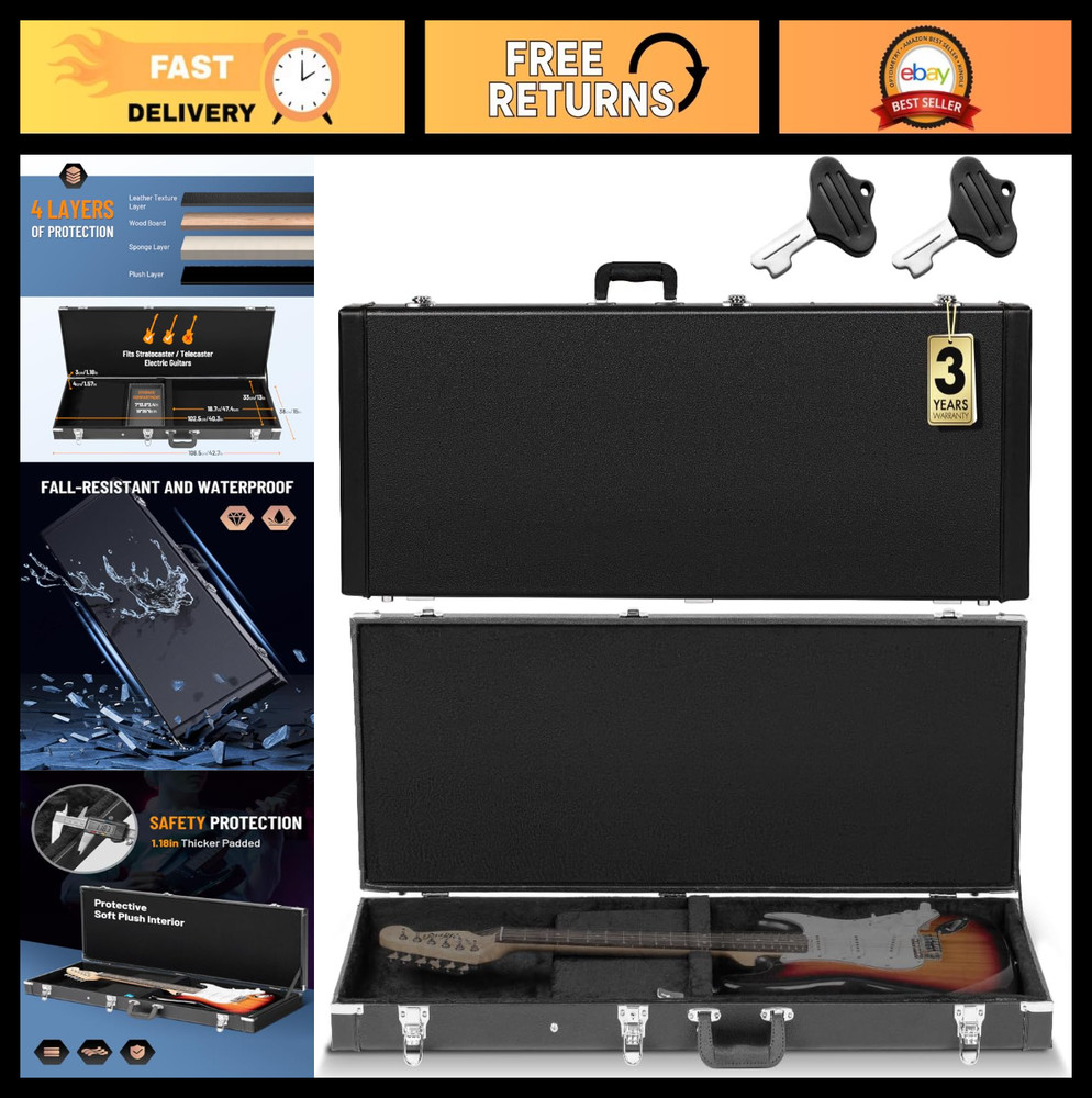 Portable Hard Shell Case for Standard Electric Guitar - Durable & Lightweight, B