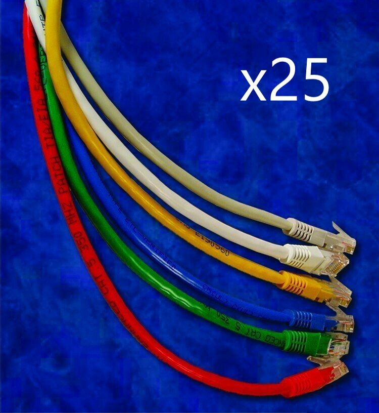 25 Pack - 1ft CAT5e Ethernet Network LAN Router Patch Cable Cord - Pick Colors