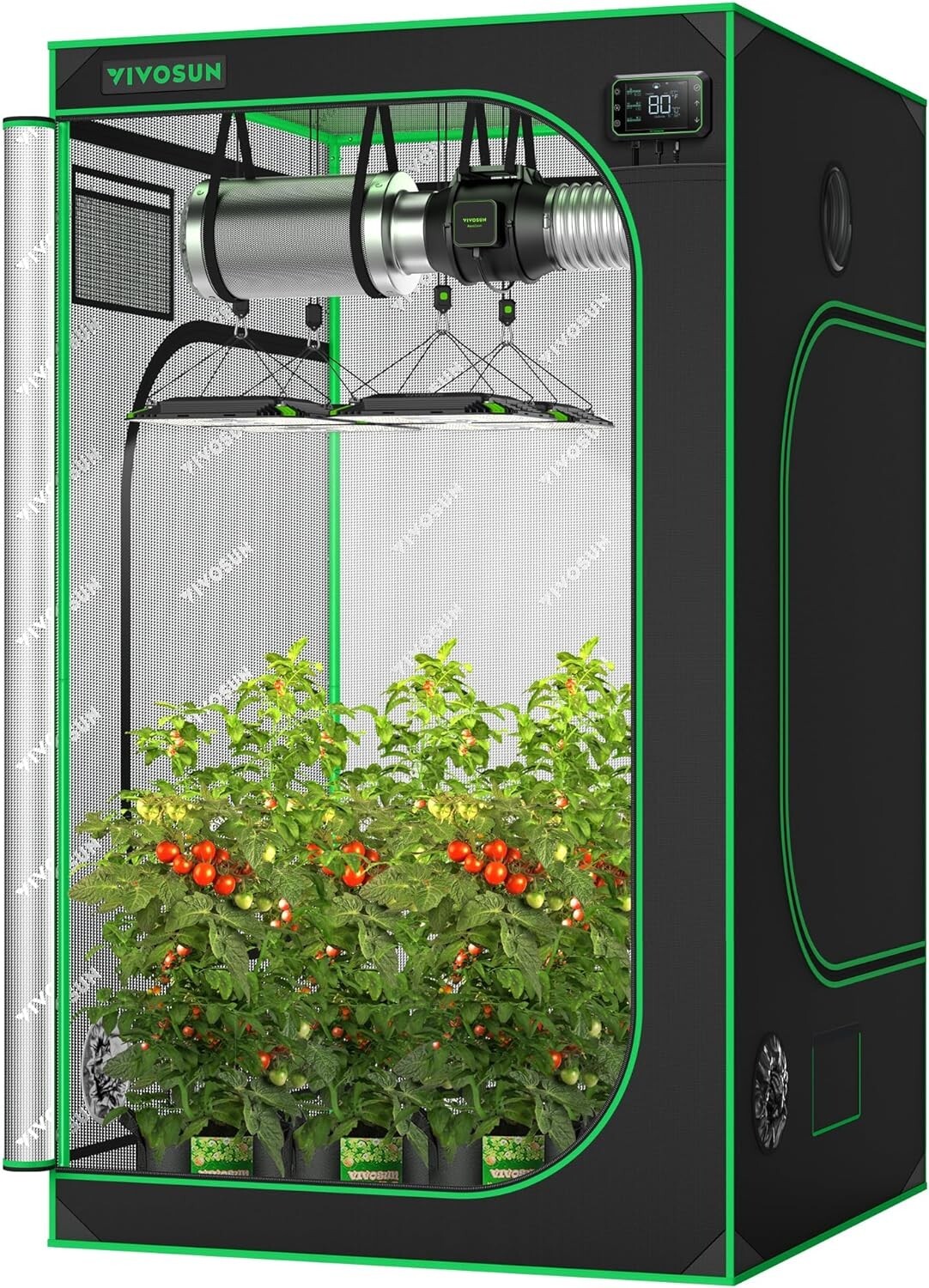 S558 5'x5' Indoor Grow Tent Non Toxic Mylar 100% Reflect 60"X60"X80" 6-10 Plants