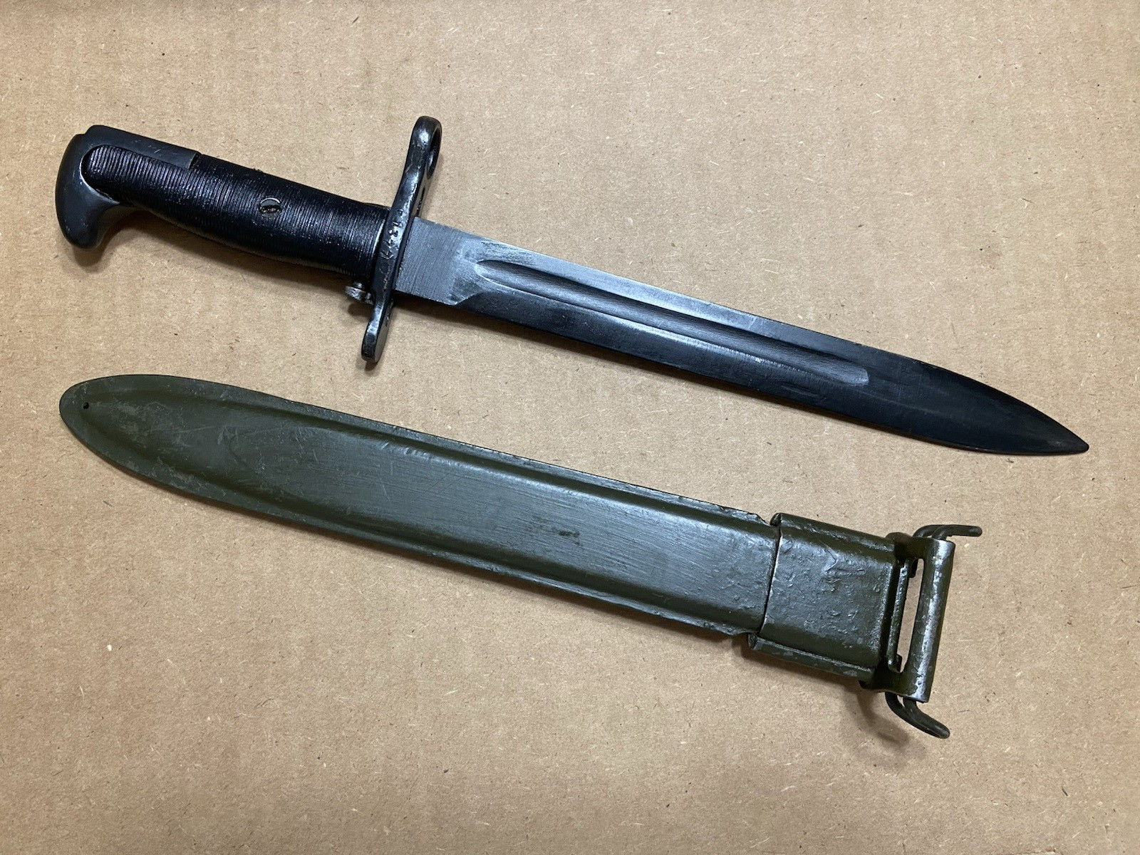 Original M1 Garand bayonet E US marked w/ E-US scabbard also fits 1903 NICE