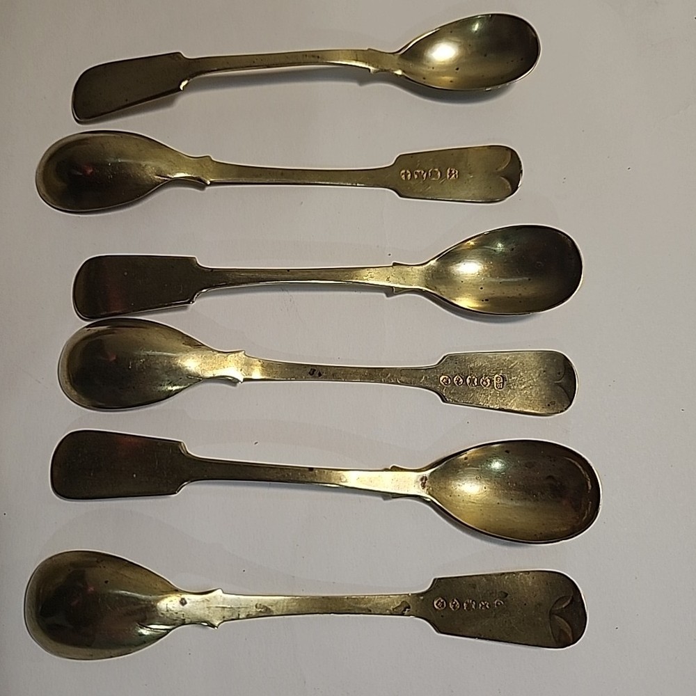 6 Dessert Spoons Antique Plated Pseudo Hallmarks
