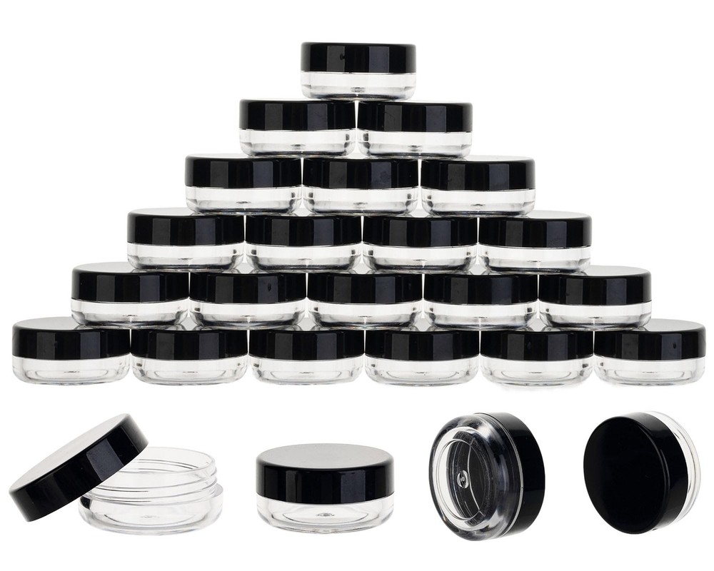 25 Count 3 Gram Sample Containers, Clear Lip Balm Containers with Lids, Small...