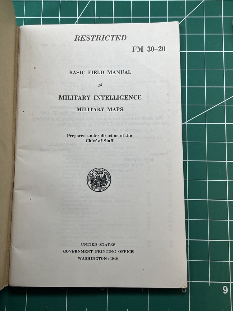 WWII Basic Field Booklet Military Intelligence Maps 1940