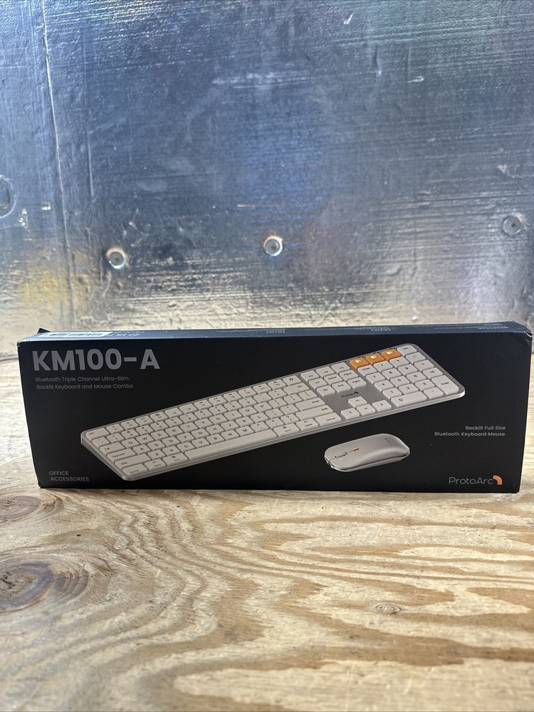 Backlit Bluetooth Keyboard/Mouse Combo - ProtoArc KM100-A WHITE SILVER