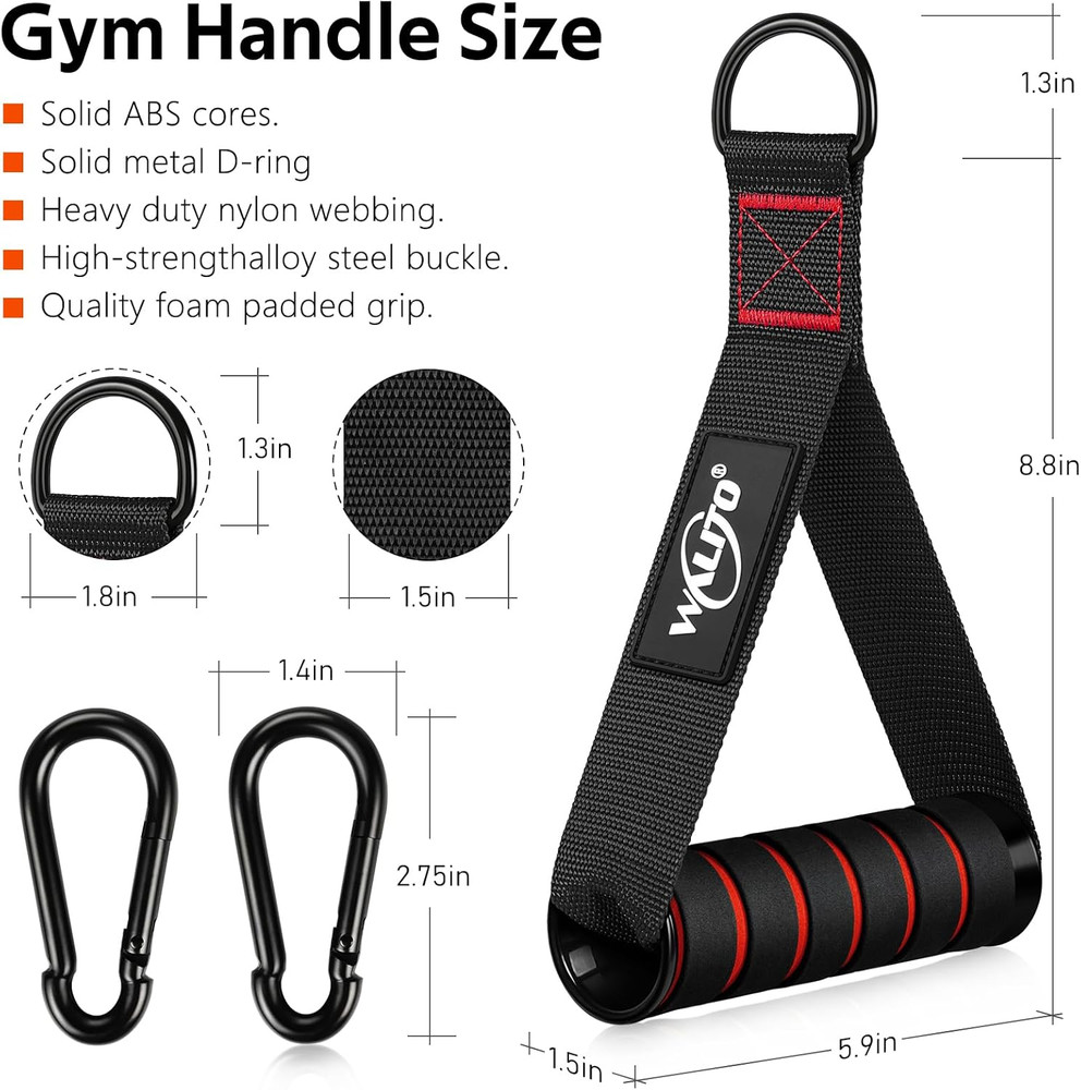 WALITO Exercise Handles, Replacement Cable Machine Attachments for Home Gym Equi