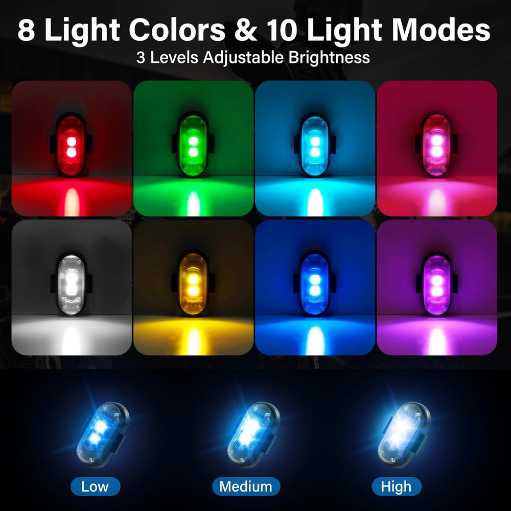 Wireless LED Lights for Car 8PCS with Remote Control, Wireless LED Strobe Light