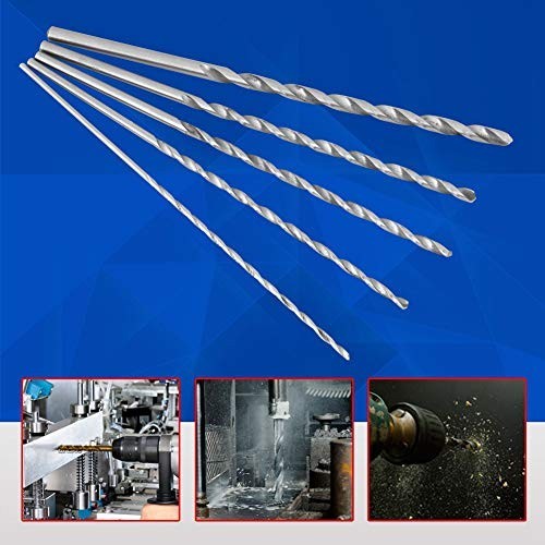 5 Different Sizes Extra Long High-Speed Steel Drill Bits, Long Shank Drill Bits