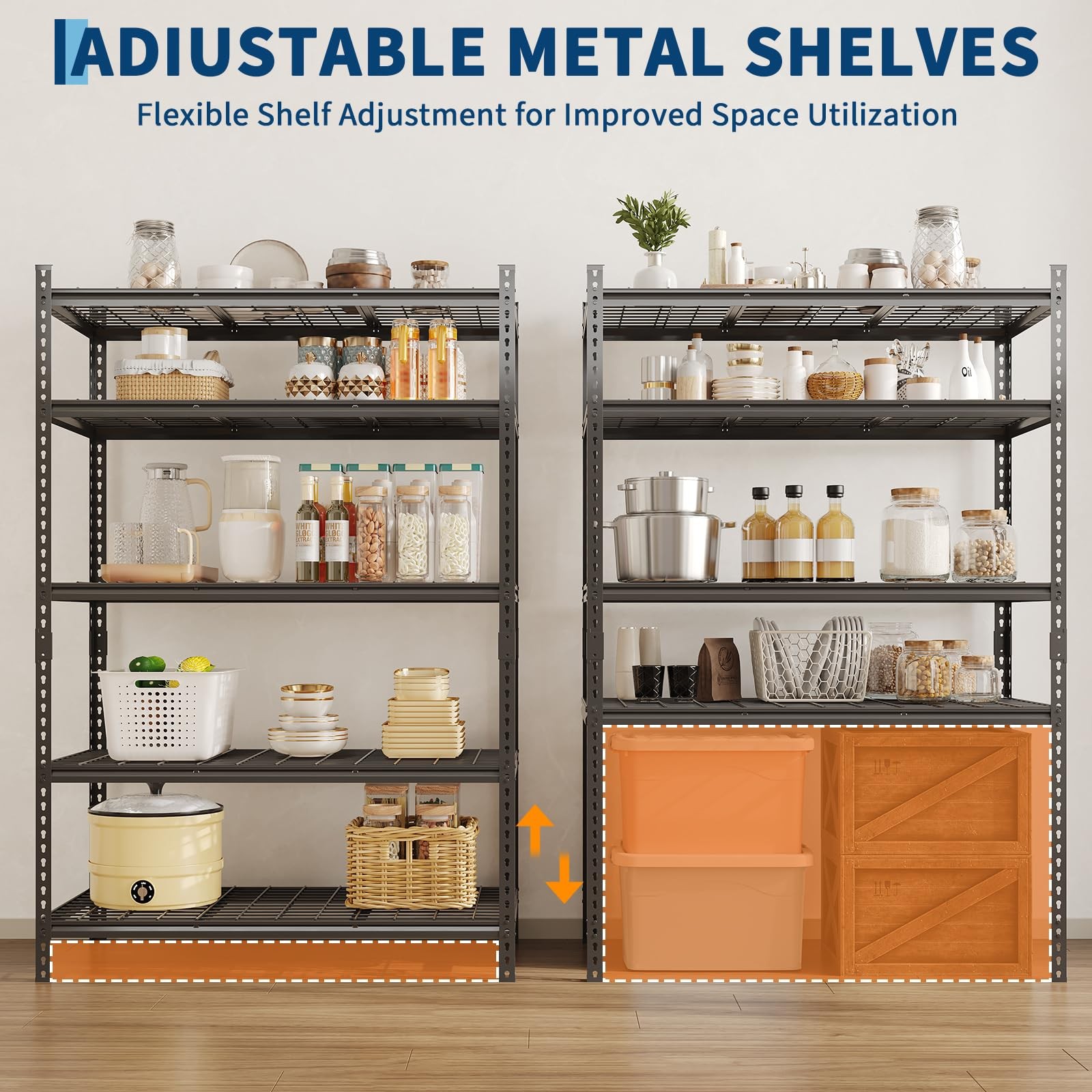 24" D x 48" W x 72" H Garage Shelving Heavy Duty 5 Tier Metal Storage Shelves