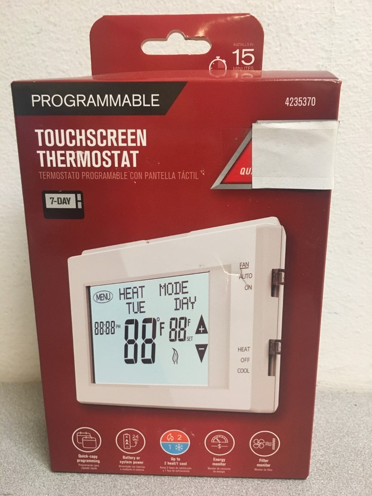 Heating and Cooling Touch Screen Programmable Thermostat 4235370