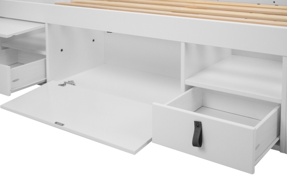 Memomad Bali Bed - Twin Size Storage Platform Bed Frame with Drawers (White)