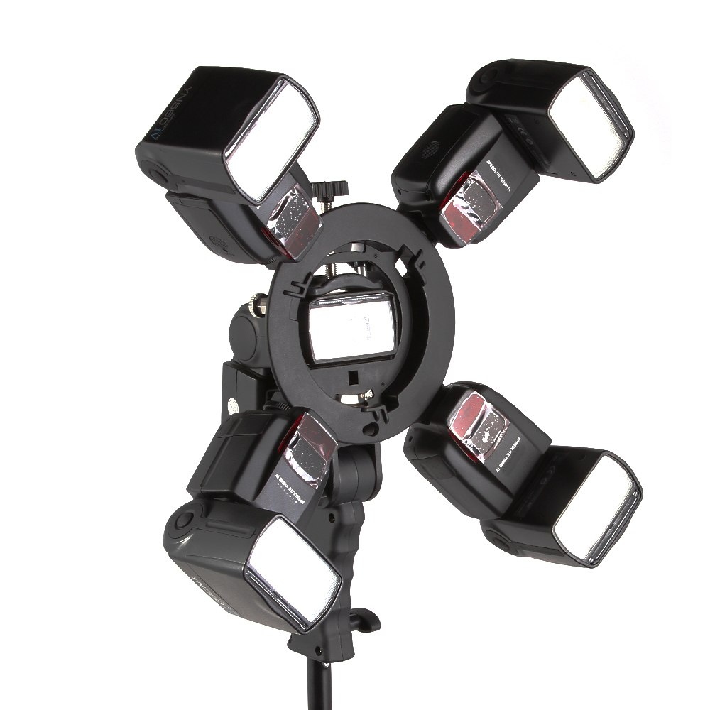 S Type Bowens Mount 5 Flash Holder Bracket Head Hand Grip for Speedlite Softbox