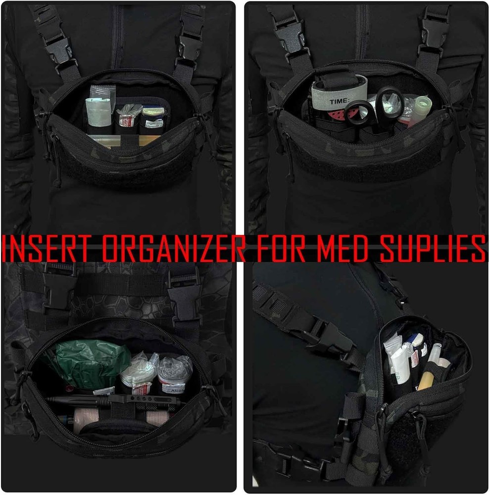 6 Piece Tactical Bag Insert Pack, Modular Elastic Loop Panel Organizers Pouch In