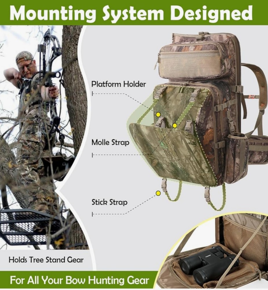 Bow Hunting Backpack 3.0 Camouflage Fits Compound Bows 5 Pockets Adjustable