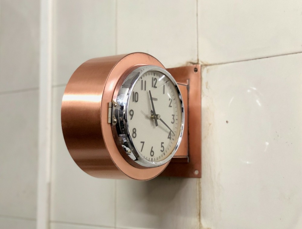 Refurbished Vintage Copper-Coated Double-Sided Post Mounted Citizen Wall Clock