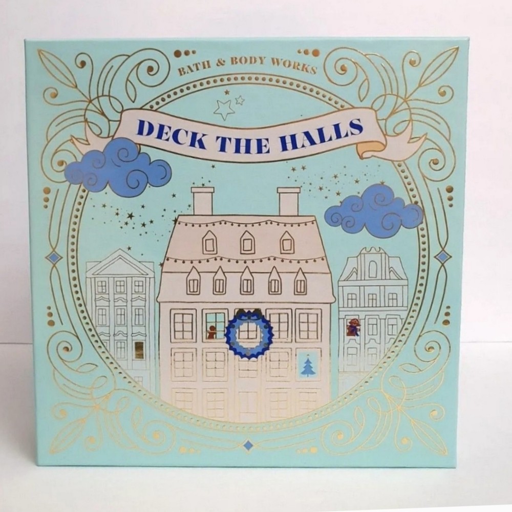 Bath & Body Works Deck the Halls Empty Blue Gift Box