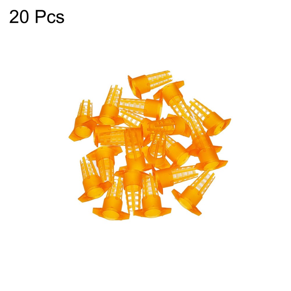 20 Pcs Queen Bee Cage, Plastic Opening Queen Bee Cell Protector Cover, Orange