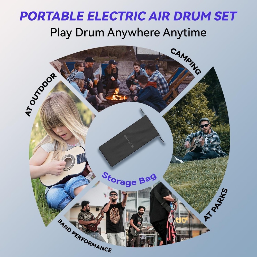 Electronic Drum Set Portable - Quiet Electric Drum Practice Set Air Drumstick...