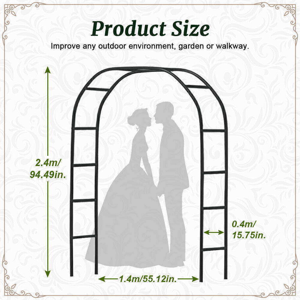 2.4M Wedding Arch Metal Garden Arch Garden Arbor Trellis For Climbing Plants