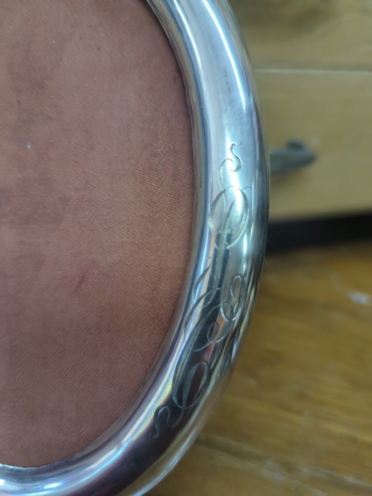 Antique Victorian Sterling Silver Picture Frame Monogram