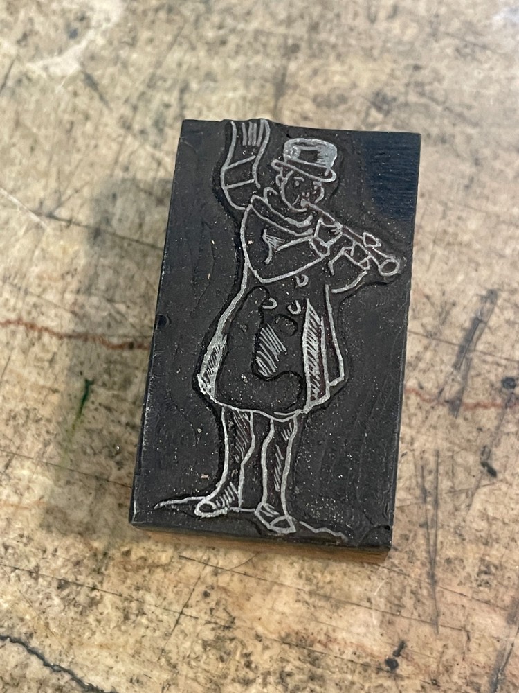 Printing Letterpress Printers Block Man Playing Clarinet / Oboe (806)