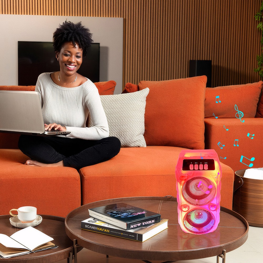 2500W PORTABLE BLUETOOTH RECHARGEABLE SPEAKER WITH TRANSLUCENT MOTION LIGHTS TWS